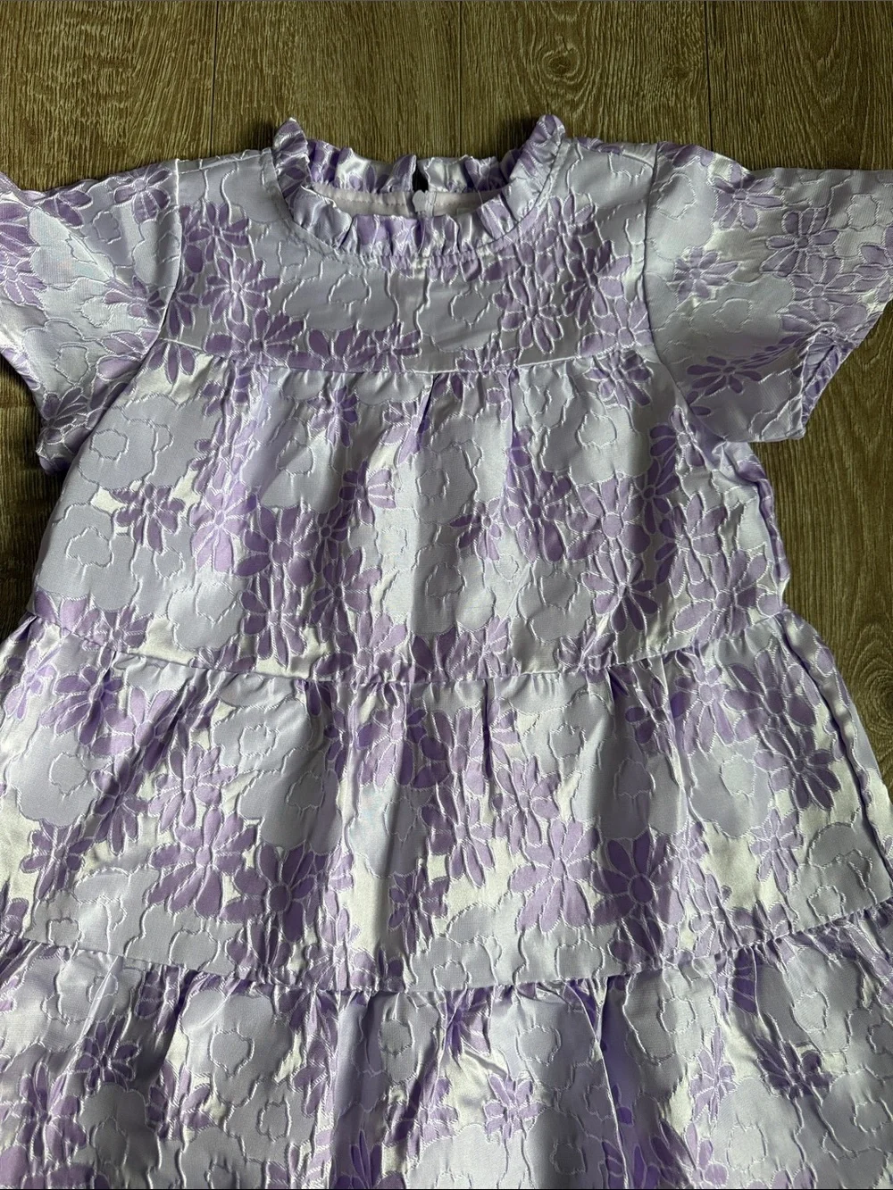 Girls' Lilac Floral Tiered Party Dress